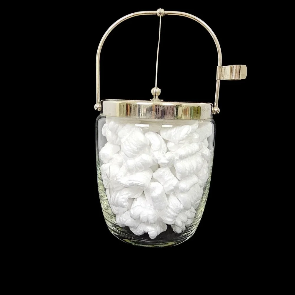 Vintage‎ Glass Atomic Starburst Ice Bucket 8 Point Star Midcentury MCM Barware